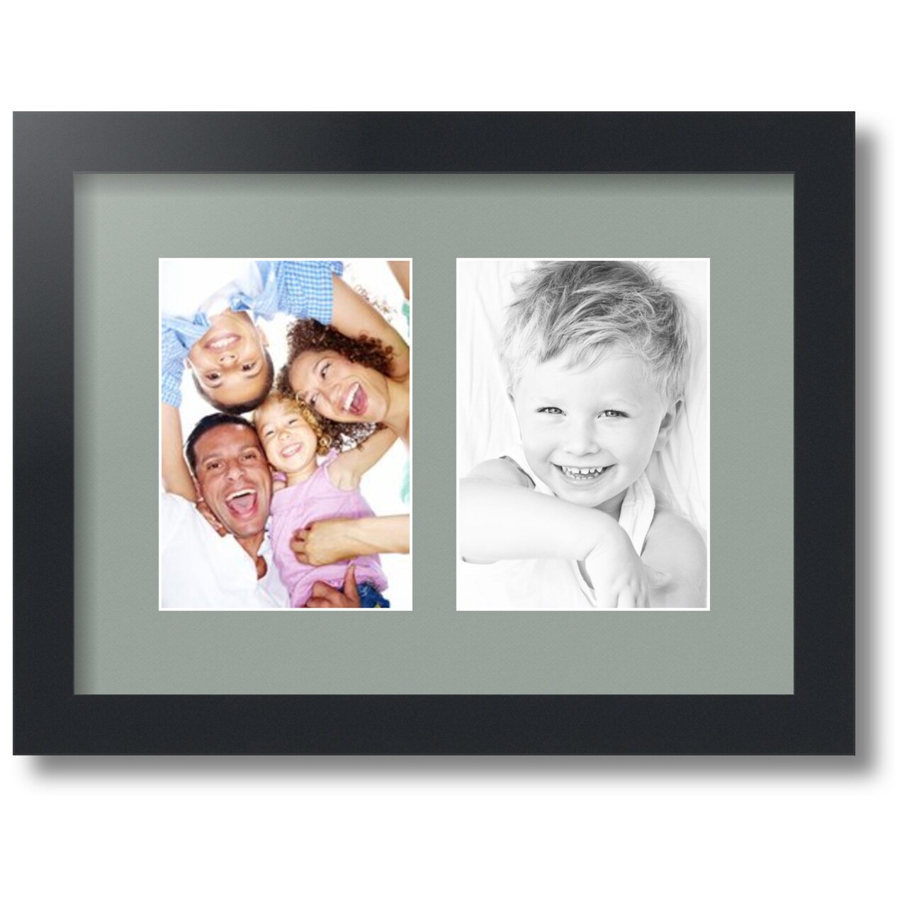 ArtToFrames Collage Photo Picture Frame with 2 - 5x7 inch Openings, Framed in Black with Over 62 Mat Color Options and Regular Glass (CSM-3926-35)